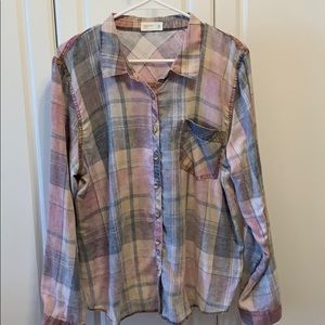 Maurices ladies button plaid top